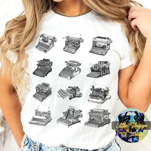 Vintage Typewriter graphic tee shirt retro typewriter lover gift writer t-shirt journalism shirt writing gift typewriter collector women tee