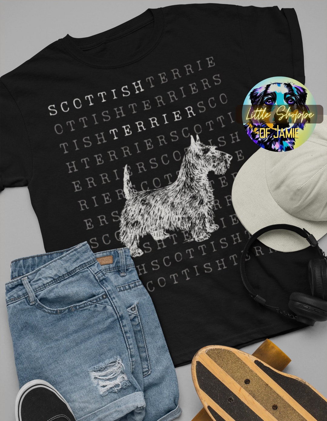 Scottish Terrier Graphic Tee Shirt Dog Lover Shirts Scottie Dog Tshirt