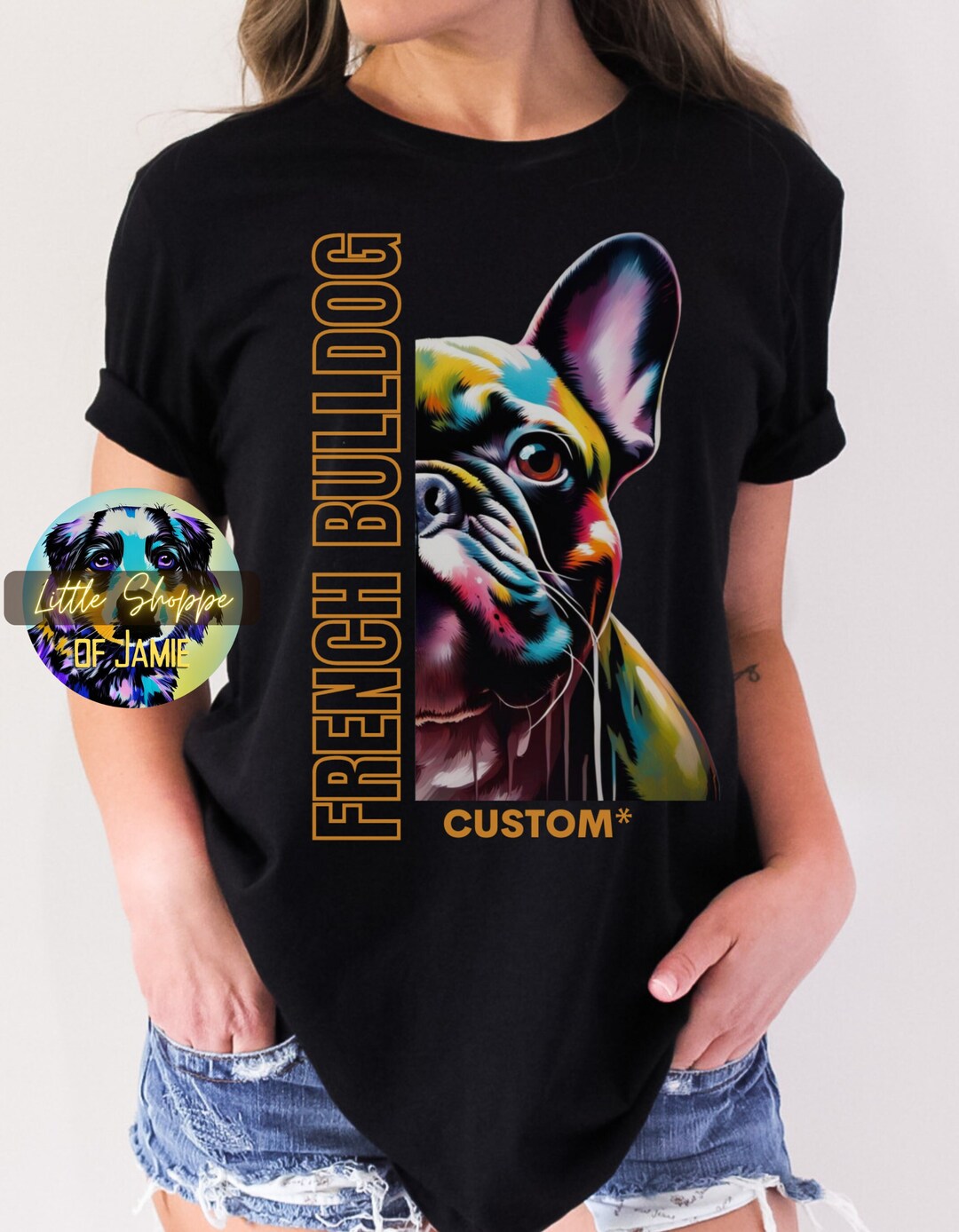 パーソナライズされたフレンチブルドッググラフィックTシャツ