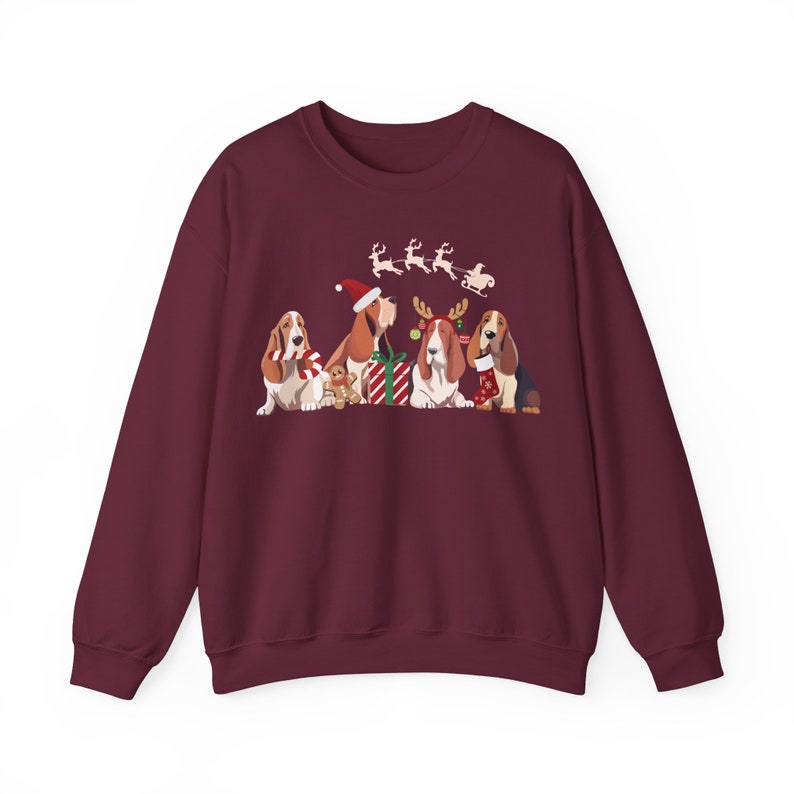 Basset Hound Christmas Graphic Sweatshirt Basset Lover Gift Holiday
