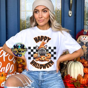 Bulldog Francés Halloween camiseta perro amante regalo Frenchie mamá regalo Bulldog regalo Frenchie regalo Halloween perro camisa otoño camisas regalos de Halloween