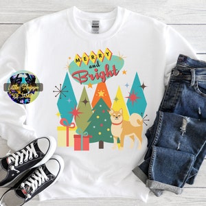 Shiba Inu Christmas Sweatshirt Midcentury Modern Christmas shirt Shiba Inu mom Christmas gift Akita Inu sweater retro Christmas Sweater gift