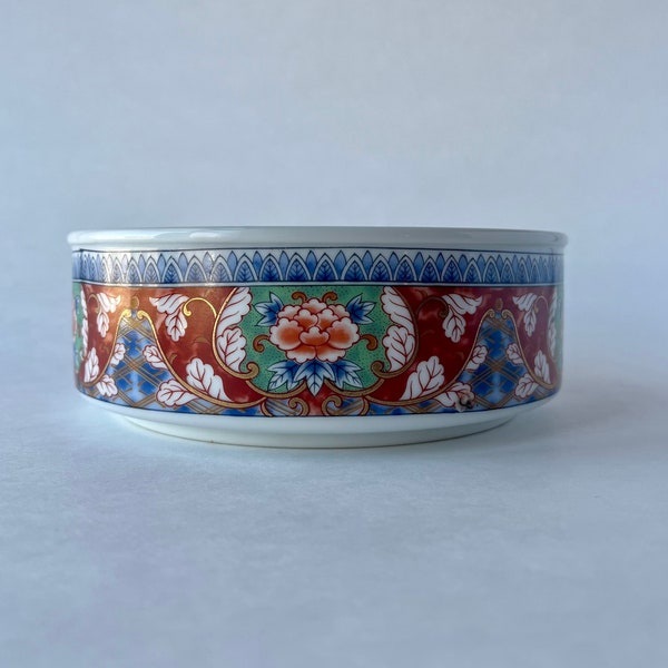 Vintage Asian Ceramic Bowl With Flowers, Retro Floral Kitchen Bowl