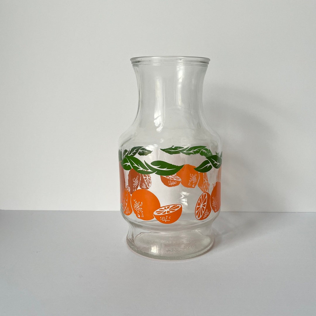 Vintage Orange Juice Carafe Retro Anchor Hocking Glass Etsy