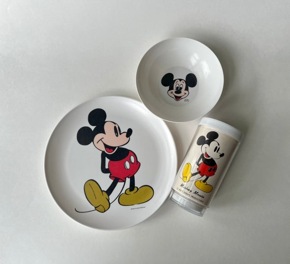 Vajilla vintage de Mickey Mouse, su elección: plato, tazón o vaso,  artículos de cocina de plástico retro de Walt Disney -  España