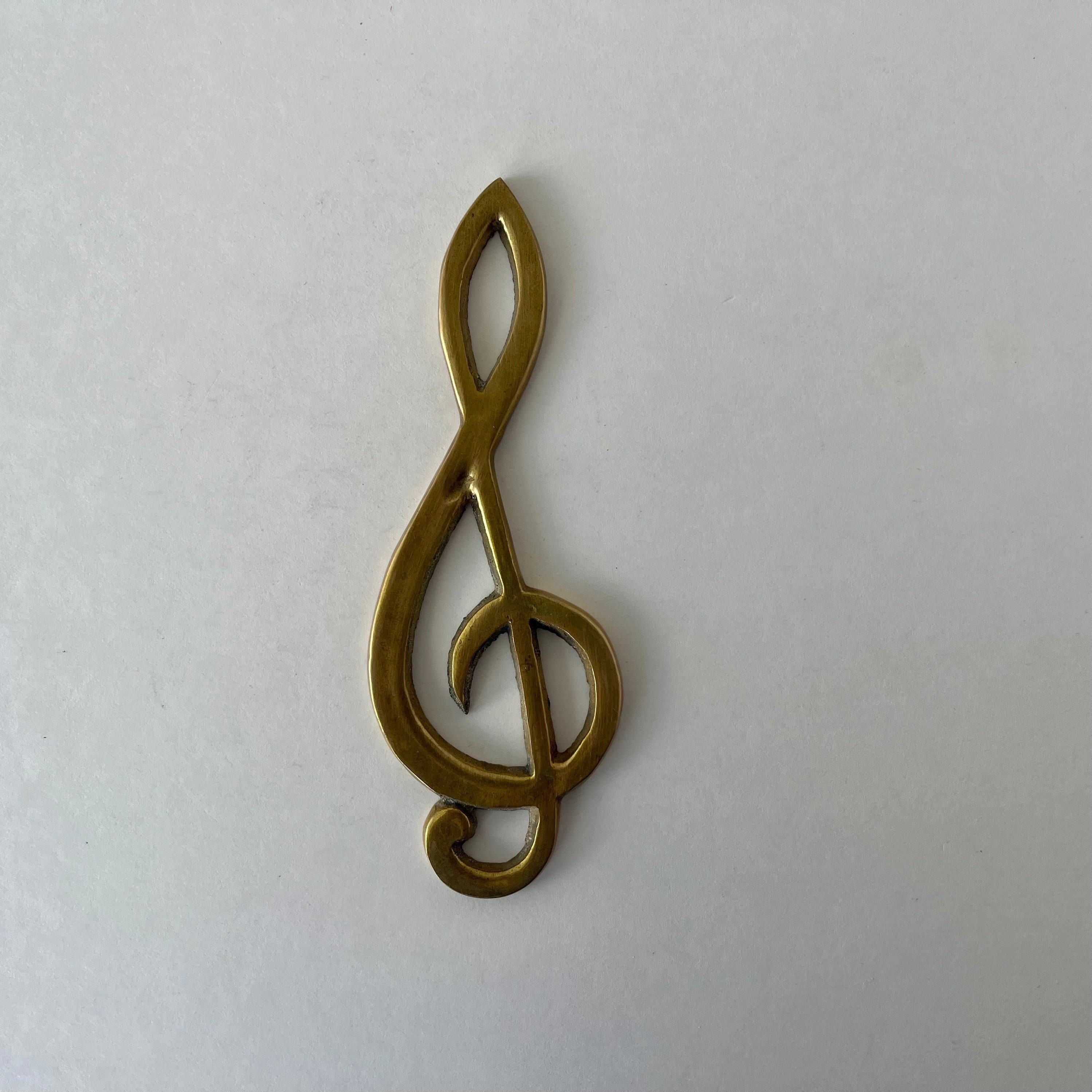 Vintage Brass Treble Clef Retro Music Note Paperweight Desk Etsy