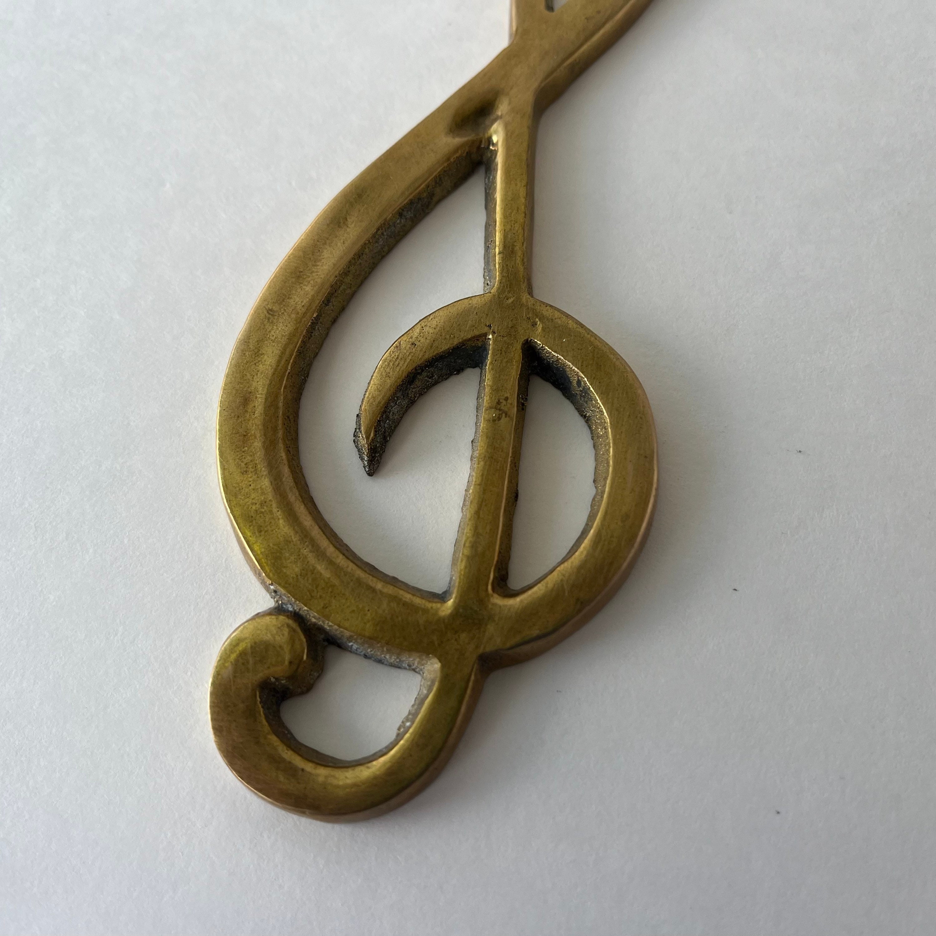 Vintage Brass Treble Clef Retro Music Note Paperweight Desk Etsy