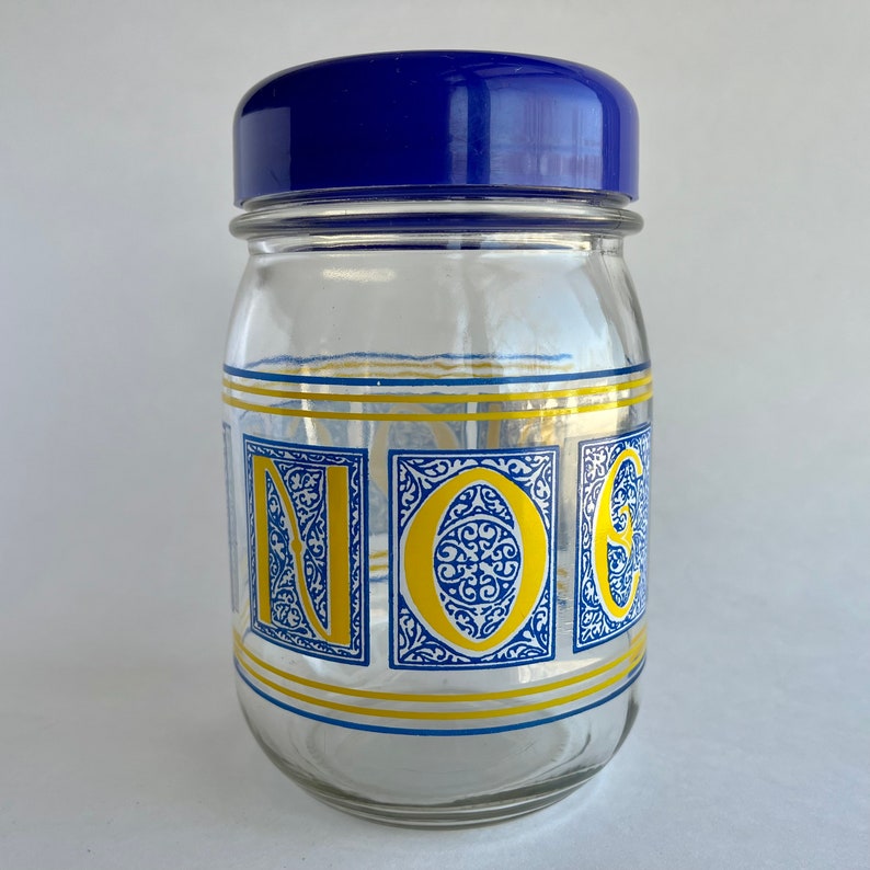 Vintage Noel Jar, Christmas Holiday Glass Container With Plastic Lid