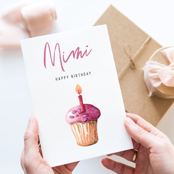 Happy Birthday Mimi, Mimi Birthday Card, Cute Gift for Mimi, Nana, Meme, Custom Personalized Card, Happy Birthday Card for her