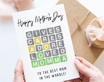 Wordle MOM Card, Mother's Day Card, Card For Mom, Mother's day gift, Wordle Mother's day card, wordle lover, wordle gift, gift for mom