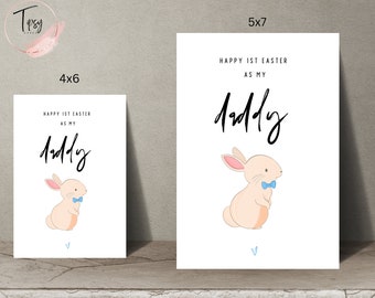 Happy 1st Easter Card As My Daddy, Easter Card With Rabbit, Easter Card From Baby For Daddy, Blue Easter Card, Cute Easter Card