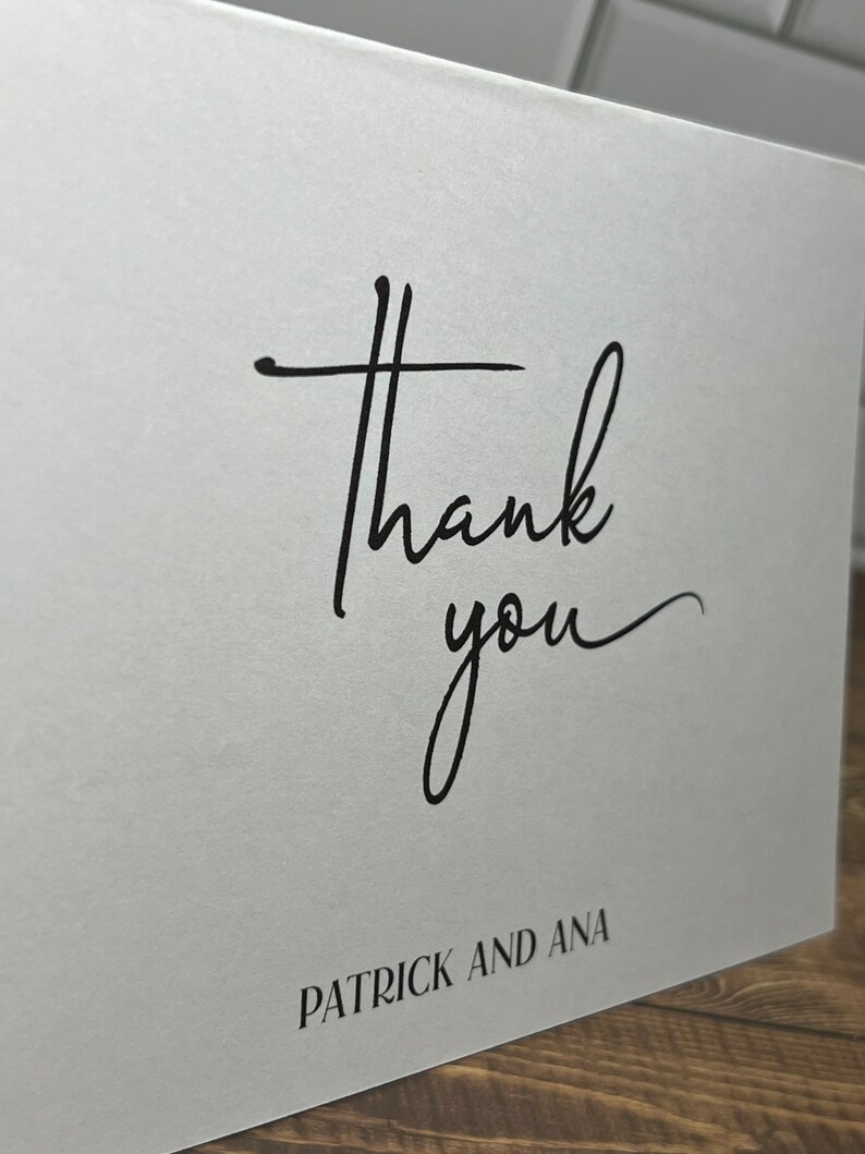 Thank You Card Personalized Folded Thank You Card With Envelopes Black