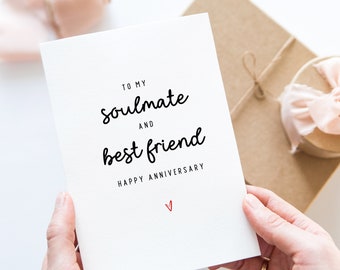 Anniversary Card For My Soulmate And Best Friend, Happy Anniversary Card For my Partner, Cute Husband Anniversary Card