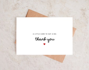 Simple Thank You Card, Little Card To Say A Big Thank You, Supportive Card For Friend, Sister, Mum, Dad, Best Friend Thank You Card