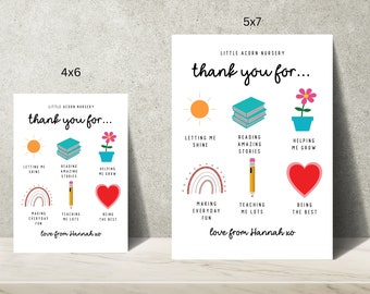 Personalized Teacher and Nursery Thank You Card, School and Teacher Thank You Card, End of Term Gift For Teachers, Nursery Worker Card