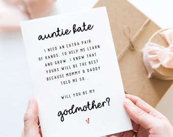 Personalised Will You Be My Godmother, Christening Card, Godfather, Godparents, Godmother Proposal Card, With Envelope, Baptism