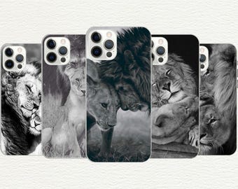 Lion Couple Phone Case: Wildlife Lover Gift, Customizable TPU Cases for Samsung, Pixel models