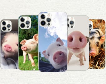 Funda de teléfono de cerdo, regalo divertido de animal, cubierta de TPU personalizable