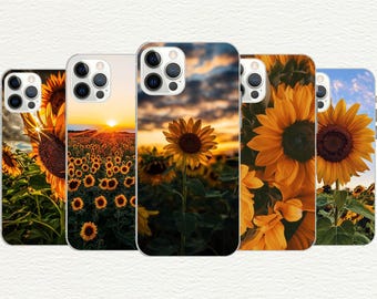 Funda para teléfono con diseño de campo de girasoles: cubierta de TPU con impresión UV