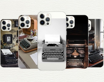 Vintage Typewriter Phone Case: Retro Writer Gift, Customizable TPU Cover