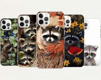 Funda de teléfono con diseño de mapache, regalo de vida silvestre, carcasa de TPU personalizada