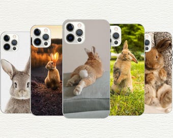Funda para teléfono con forma de conejito, TPU flexible