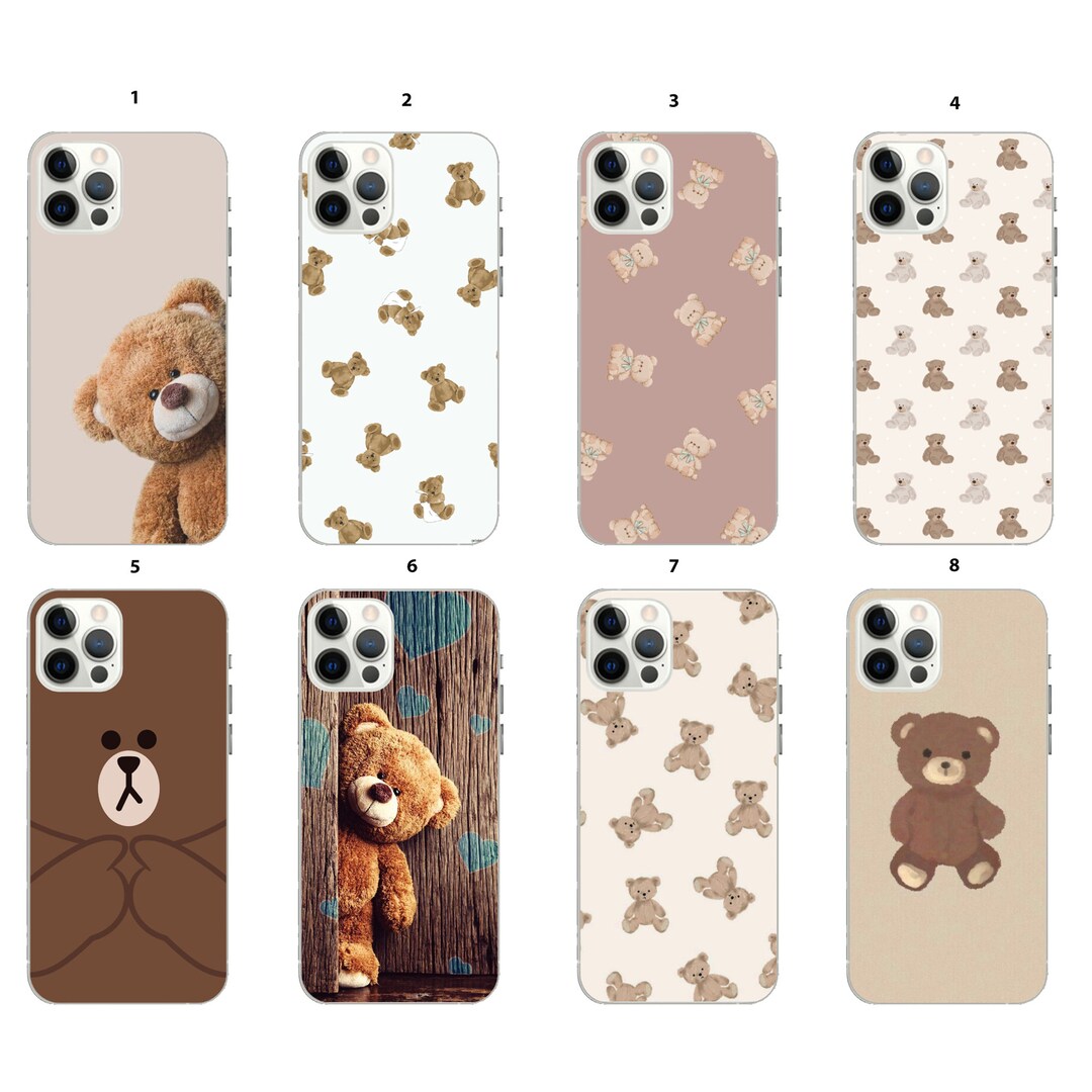 Teddy Bear Phone Case, Stuffed Brown Bear Gift, Animal Toy, iPhone 15