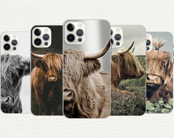 Highland Cow Phone Case, Funny Cow Gift, Cute Animal Case, Scotland Cow, Iphone 16, 15, 14, 13, 12, 11, X, Galaxy S, A, Custom Phone Case