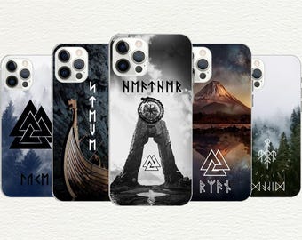 Funda de teléfono vikinga: Runas nórdicas, diseño personalizable de mitología nórdica