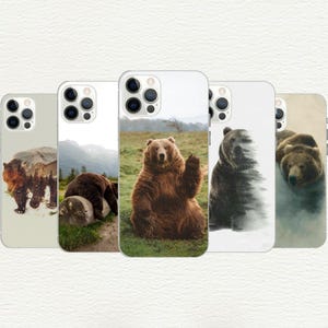 Bear Phone Case, Wildlife Nature Gift, Brown Black Grizzly Bear, Iphone 16, 15, 14, 13, 12, 11, X, SE, Galaxy S, Note, A, Custom Phone Case