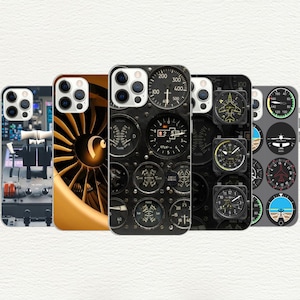 Coque de portable aviation, cadeau cockpit de pilote, instruments de moteur d'avion, Iphone 16, 15, 14, 13, 12, 11, Samsung Galaxy S, A, coque de téléphone personnalisée