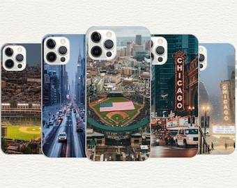 Funda para teléfono con paisaje urbano de Chicago: cubierta de TPU personalizable