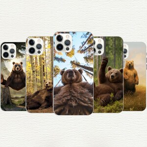 Bear Phone Case, Wildlife Nature Gift, Brown Black Grizzly Bear, Iphone 16, 15, 14, 13, 12, 11, X, SE, Galaxy S, Note, A, Custom Phone Case