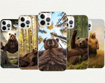 Funda para teléfono con diseño de oso grizzly: regalo de naturaleza salvaje, carcasa de TPU personalizada