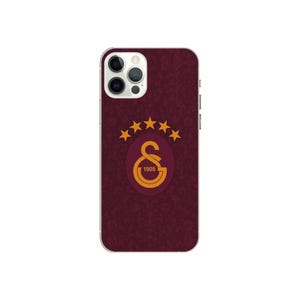 May include: A maroon phone case featuring a repeating floral pattern. The case has a gold emblem with five stars, the letters "GS", and the number "1905". The phone case is designed to fit a smartphone.