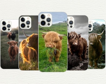 Highland Cow Phone Case, Scottish Cattle, Customizable TPU Cover