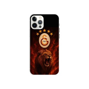 May include: A phone case featuring the Galatasaray logo with a lion graphic. The case has a black top and a design with the team's emblem, stars, and a roaring lion against a fiery background.