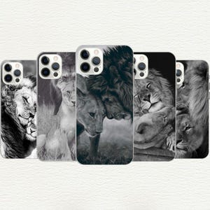 Lion Couple Phone Case, Wildlife Gift, Lion Lover, Lion Family, Iphone 16, 15, 14, 13, 12, 11, X, SE, Galaxy S, Note, A, Custom Phone Case