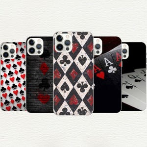 Custodia per telefono con carte da gioco, regalo per giocatore di poker, scala reale, asso completo, iPhone 16, 15, 14, 13, 12, 11, X, Galaxy S, Note, A, custodia per telefono personalizzata