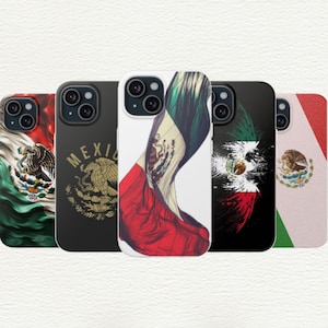 Telefoonhoesje met Mexicaanse vlag, iPhone en Samsung Galaxy | Zachte TPU-beschermhoes | Mexicaans aanpasbaar cadeau met UV-print, gepersonaliseerde telefoonhoes