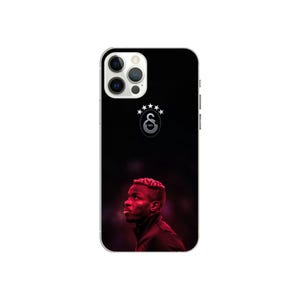 May include: Black phone case featuring a portrait of a man in profile, set against a dark background. The Galatasaray logo is displayed at the top, with a silver border. The case is designed for a smartphone.