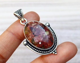 Colgante de turmalina sandía/ Collar de turmalina sandía/ Colgante bañado en plata/ Colgante de turmalina/ Collar de turmalina/ Turmalina