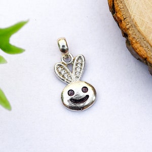 White Topaz Necklace/ White Topaz Bunny Necklace/ Sterling Silver Necklace/ White Topaz Silver Pendant/ Minimalist White Topaz Necklace!