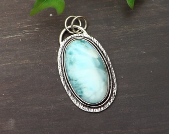 Natural Larimar Necklace/ Silver Plated Pendant/ Larimar Pendant/ Larimar Gemstone Jewelry/ Larimar Necklace/ Multi Gemstone Pendant!