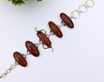 Red Banded Jasper Bracelet/ Silver Plated Bracelet/ Red Banded Jasper Bracelet/ Original Jasper Bracelet/ Multi Gemstone Jasper Jewelry!