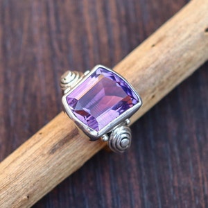 Sterling Silver Amethyst Ring/925 Sterling Silver Ring/Amethyst Ring/Handmade Amethyst Gemstone Ring/Amethyst Silver Ring/Statement ring