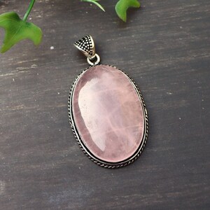 Natural Rose Quartz Pendant/ Silver Plated Pendant/ Rose Quartz Pendant/ Rose Quartz Necklace/ Rose Quartz Jewelry/ Original Rose Quartz image 3