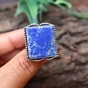 Lapis Lazuli Ring/Silver Plated Ring/ Lapis Lazuli Ring/ Original Lapis Lazuli Ring/ US 8 Size Lapis Lazuli Ring/Lapis Lazuli Statement ring