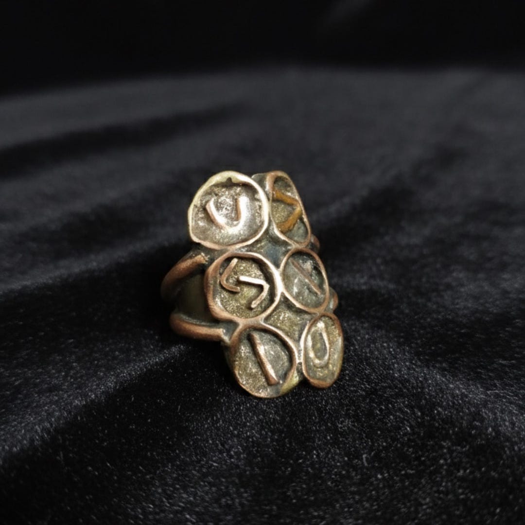 Custom Rune Ring Personalized Photo Engraved Silver Brass Band Unique ...