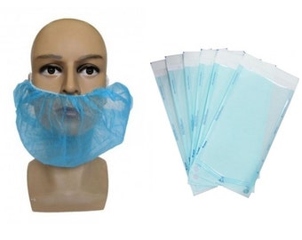 Cubrebarba, boca, cuello, 10 unidades Cubrebarbas Confeccionados con tejido de polipropileno (TST), Sujeción por elásticos, color Azul.